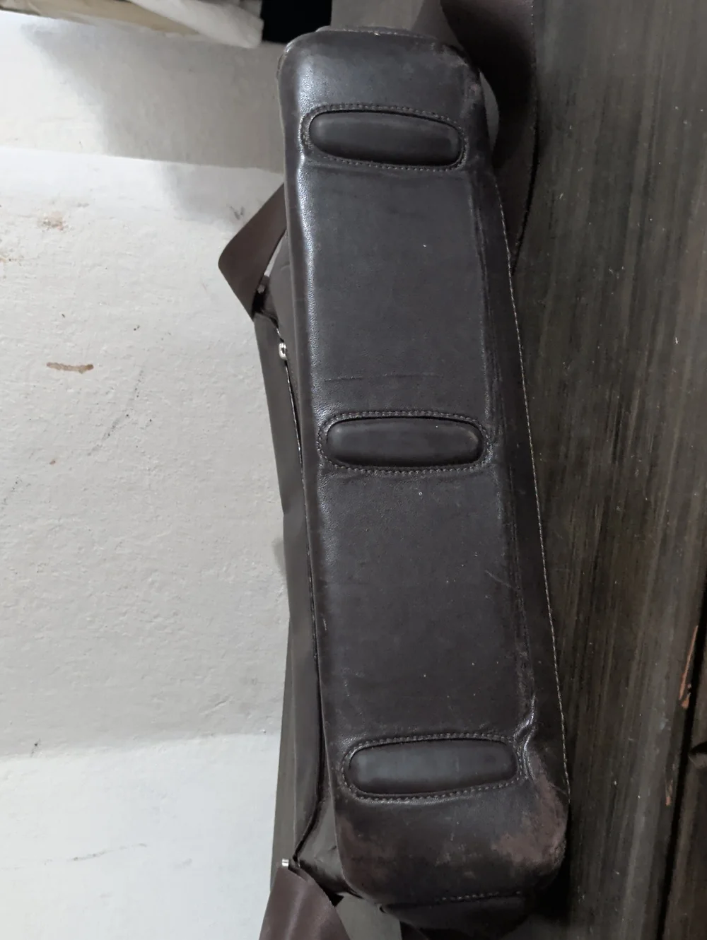 Tumi Dark Brown Leather Messenger Bag with Shoulder Strap